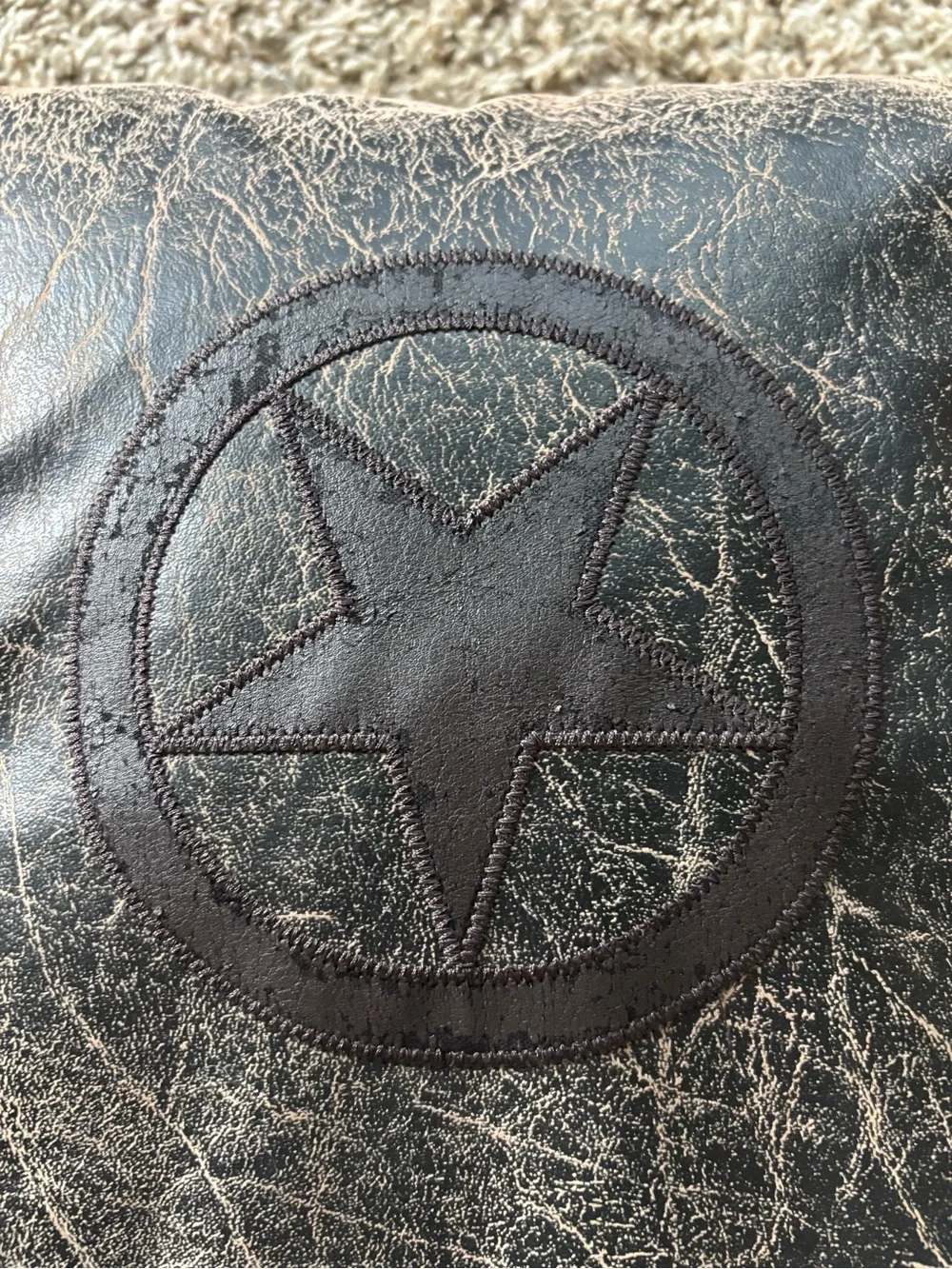 Distressed Brown Faux Leather Star Accent Pillow Texas
